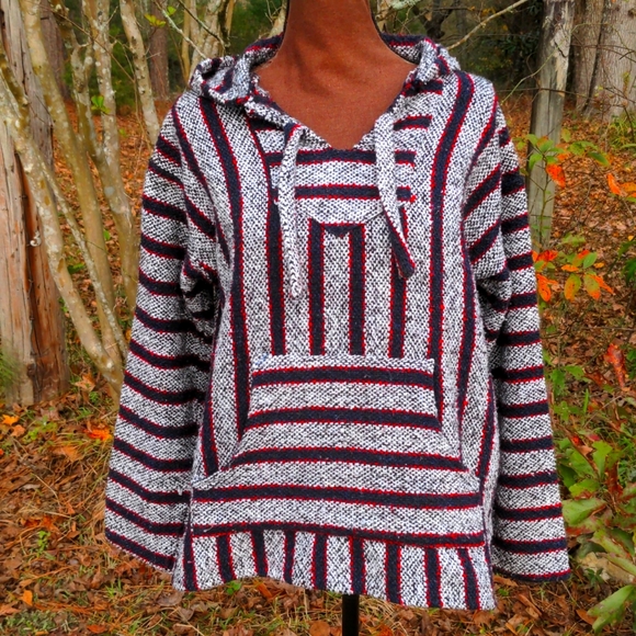 Tops | Unisex Grayblackred Drug Rug Baja Hoodie Pullover With Front  Kangaroo Pocket | Poshmark